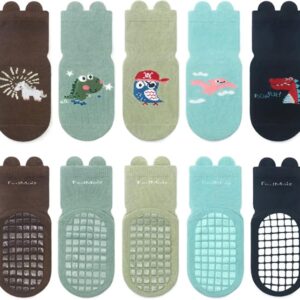 FedMois 5 Pairs Non Slip Cotton Socks